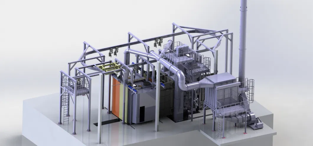 Taa Brand Hook Type Shot Blasting Machine Overhead Rail Shot Blast Machine in a Foundry